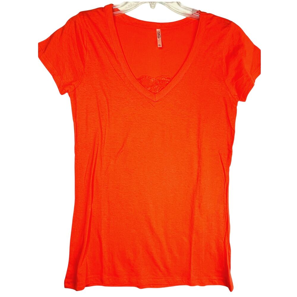 Rue 21 short sleeve V-neck T-shirt in orange, size XL juniors, EUC